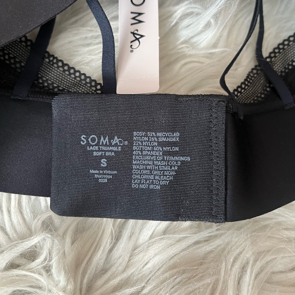 {Soma} Triangle Bralette with Lace in Black - Womens Small - NWT - Picture 11 of 13